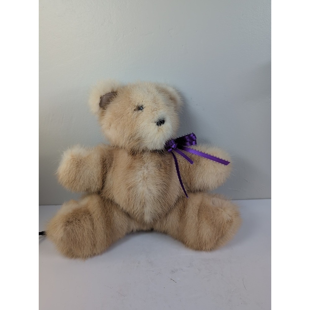 Vintage Real Fur Teddy Bear Brown Handmade 9.5" Soft Fur Sitting